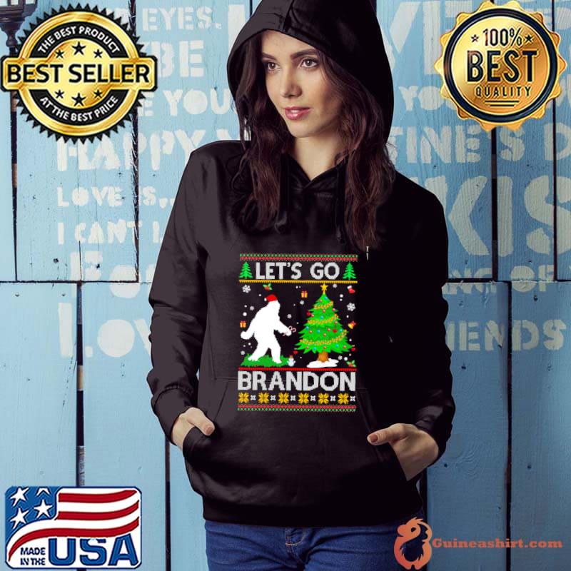 Funny Lets go brandon bigfoot christmas ugly shirt