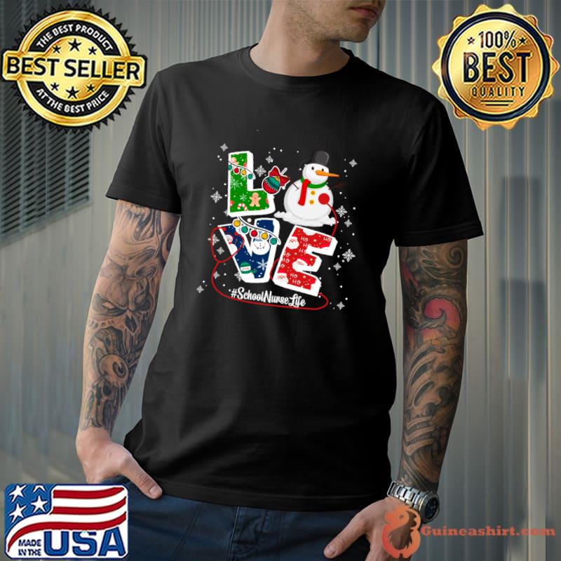 Funny Love School Nurse Life Christmas Santa Stethoscope T-shirt