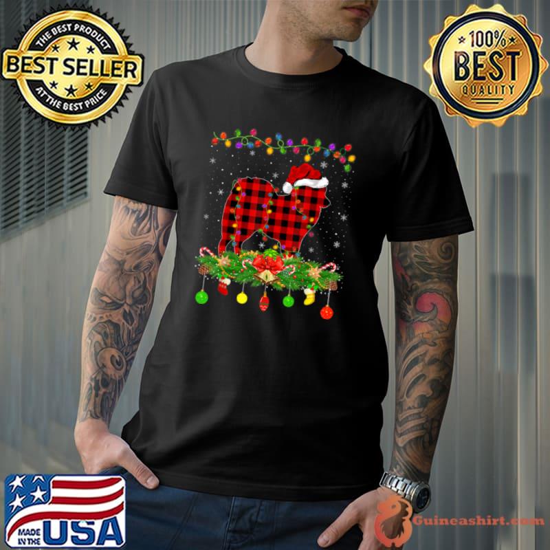 Funny Matching Buffalo Plaid American Eskimo Dog Christmas Pajama T Shirt Unisex