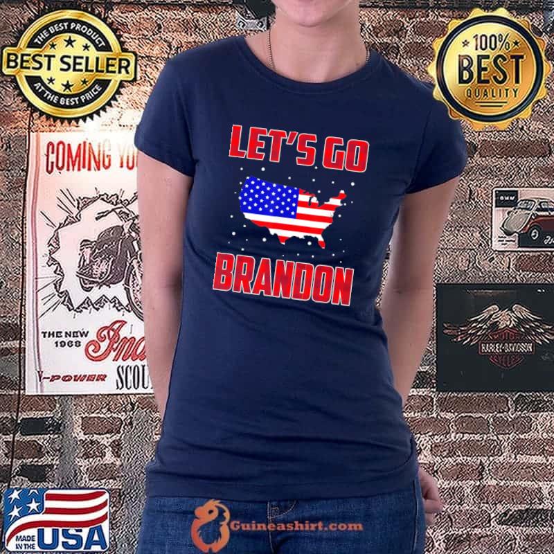 Funny Merry Christmas Let’s go Branson Brandon Buffalo Plaid T-Shirt Ladiestee