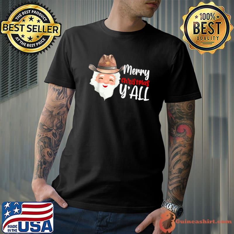 Funny Santa Claus Merry Christmas Y'all Western Country Cowboy T-Shirt