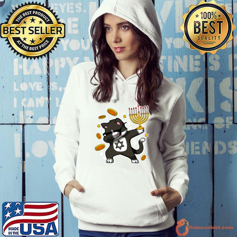 Happy Hanukkah Dabbing Tuxedo Cat Xmas Ugly Funny Pajamas T-shirt