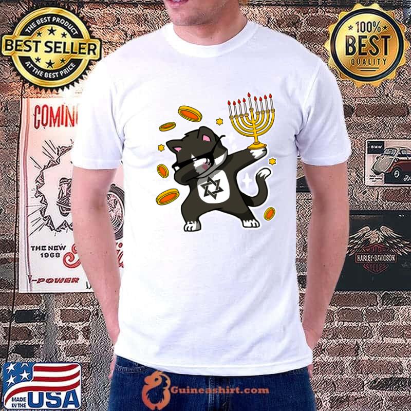 Happy Hanukkah Dabbing Tuxedo Cat Xmas Ugly Funny Pajamas T- Unisex