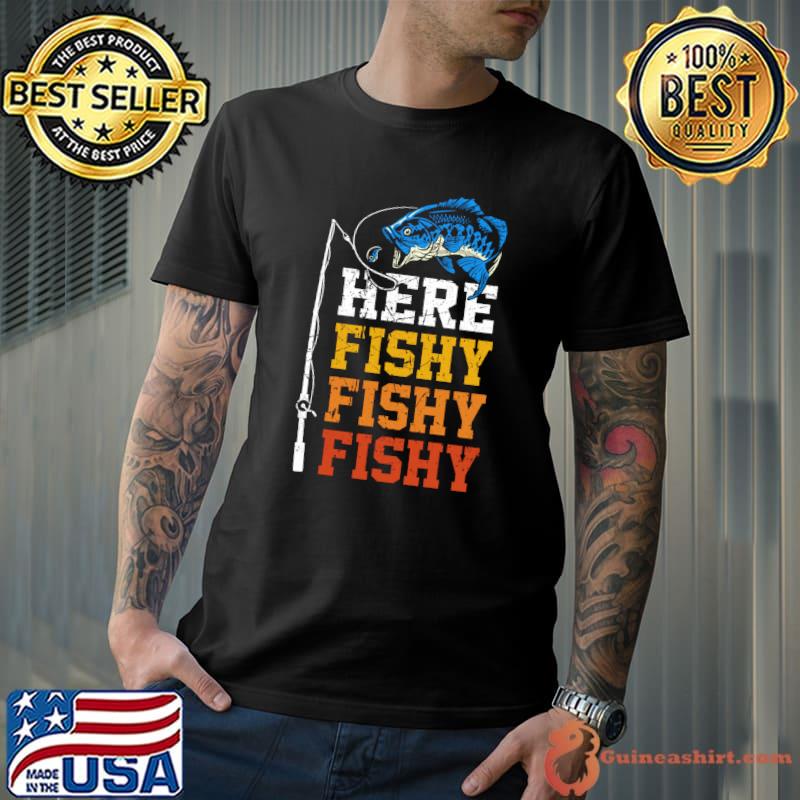 Here Fishy Funny Fishing Vintage T-shirt