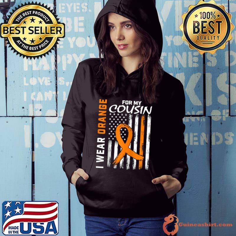 I Wear Orange Ribbon Cousin Leukemia Awareness Flag Graphic T-shirt