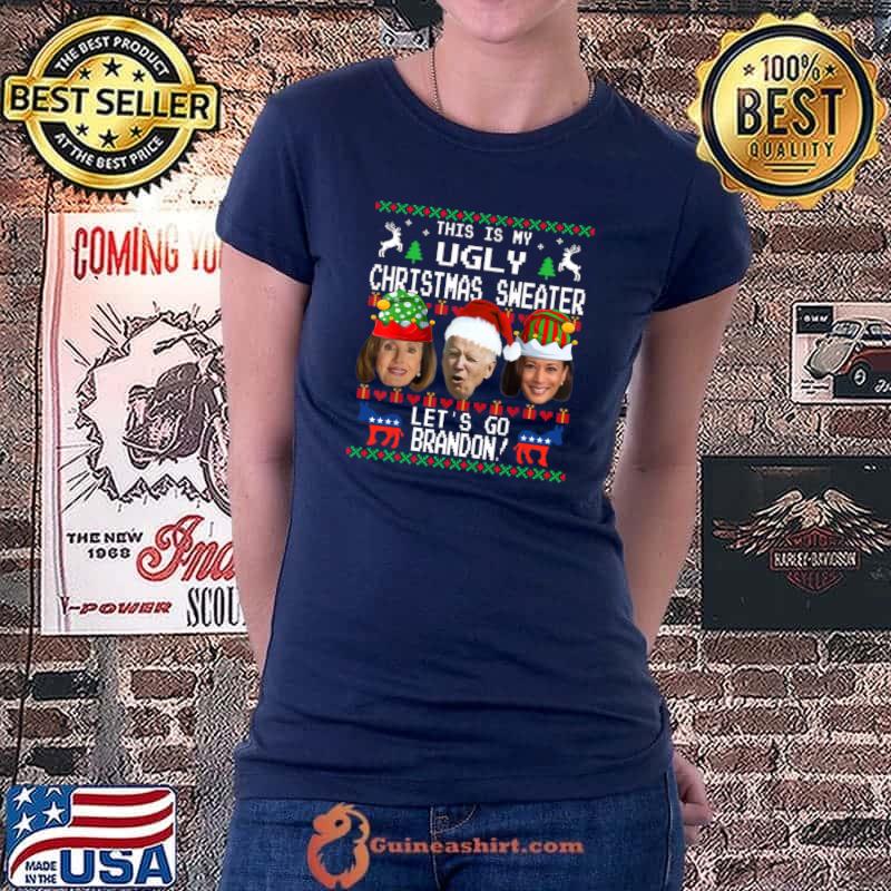 Let's Go Branson Brandon Ugly Christmas Sweater Anti-Biden T- Ladiestee