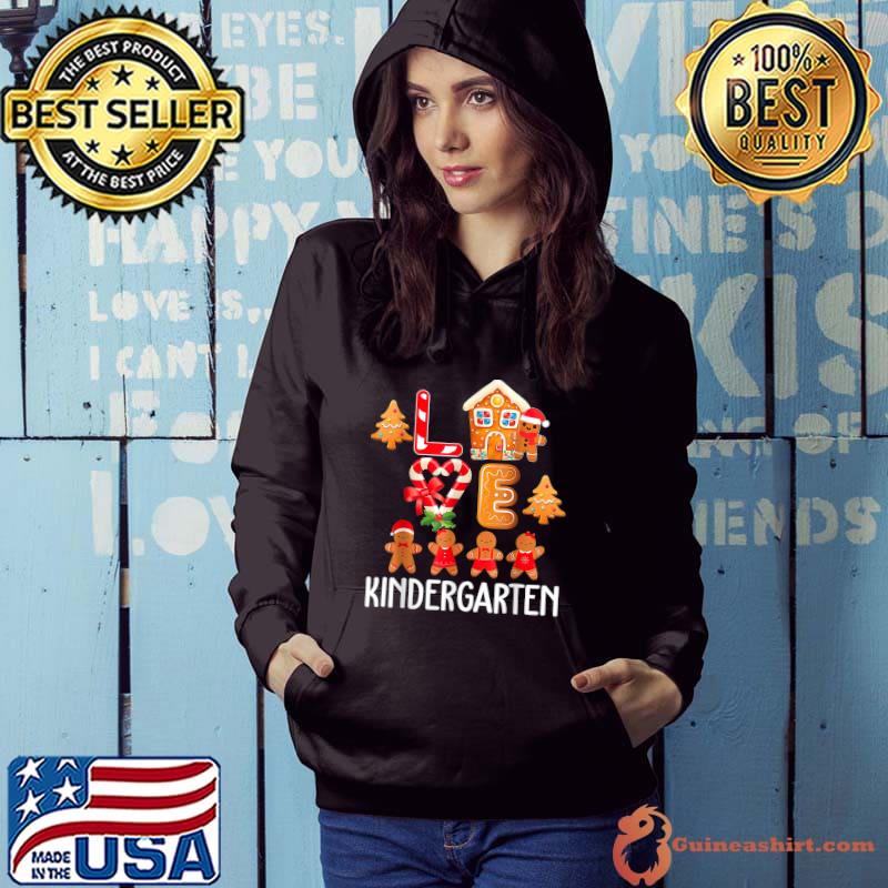 Love Kindergarten Teacher Gingerbread Christmas Kids Women T-Shirt