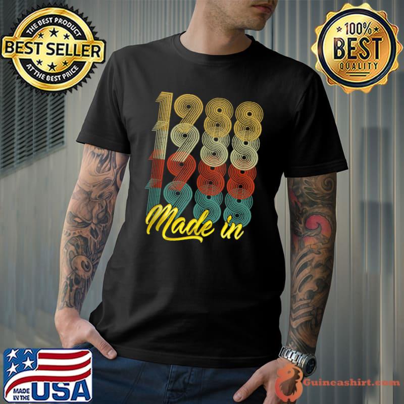 Made In 1988 Vintage 33rd Birthday Distressed 33 Years Old T-Shirt