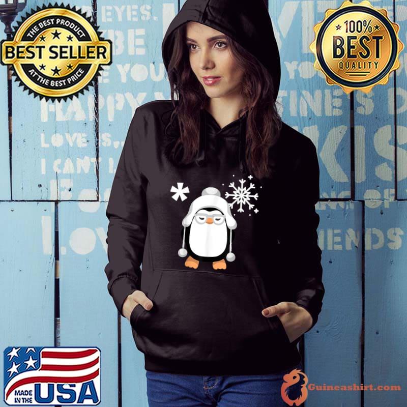 Merry Christmas, Cute Penguin And Snowflake T-Shirt Hoodie