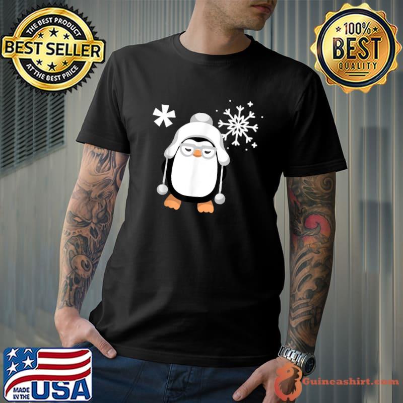 Merry Christmas, Cute Penguin And Snowflake T-Shirt