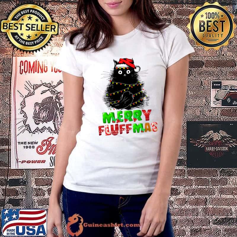 Merry Fluffmas Catmas Christmas Cat Lover Santa Xmas Lights T- Ladiestee