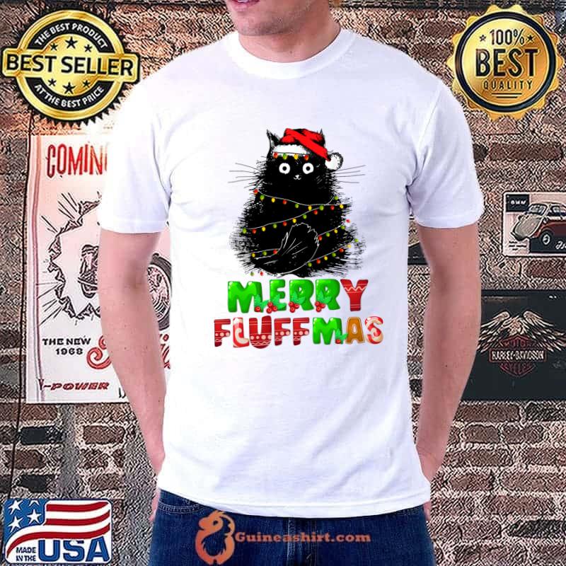 Merry Fluffmas Catmas Christmas Cat Lover Santa Xmas Lights T- Unisex