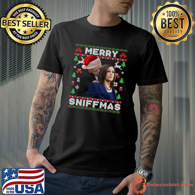 Merry Sniffmas Christmas Anti Biden Ugly Christmas Sweater T- Unisex