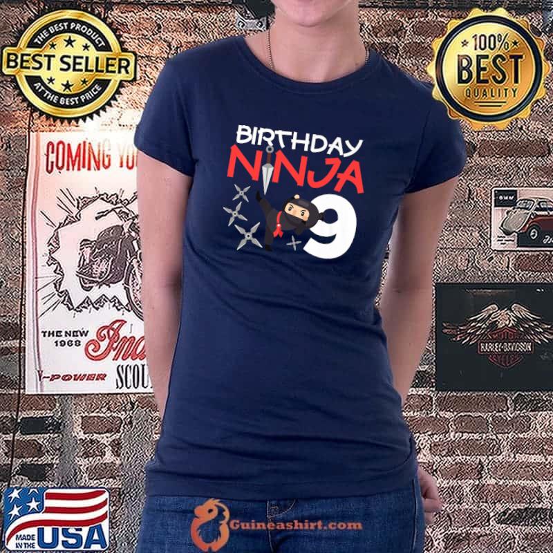 Nice Birthday Ninja 9 Year Old B-Day Matching Family Cute Japan Premium T-Shirt Ladiestee