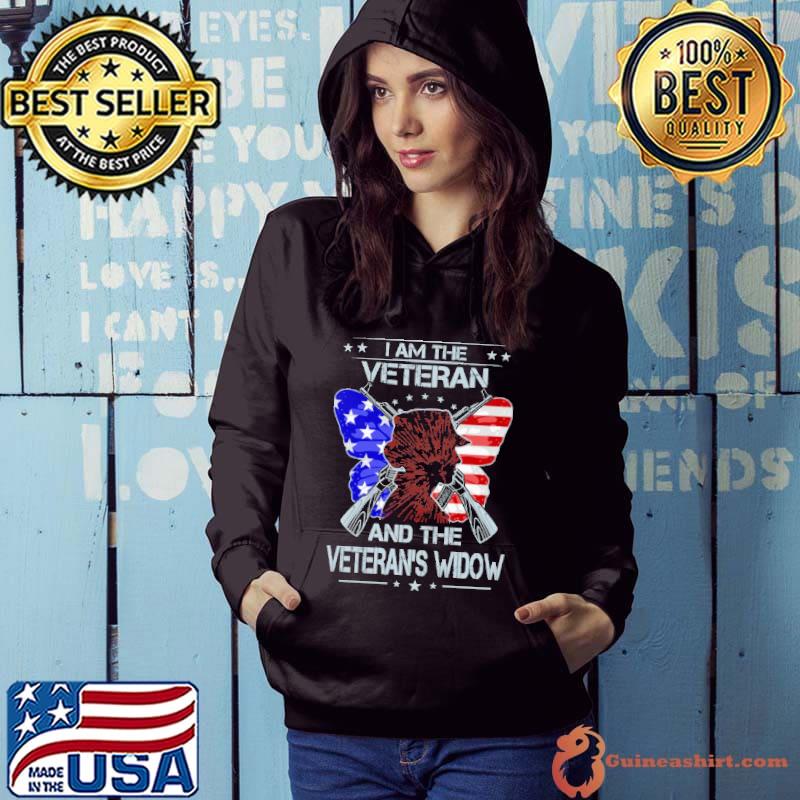 Nice Butterfly I Am The Veteran And The Veteran'S Widow America Flag Shirt