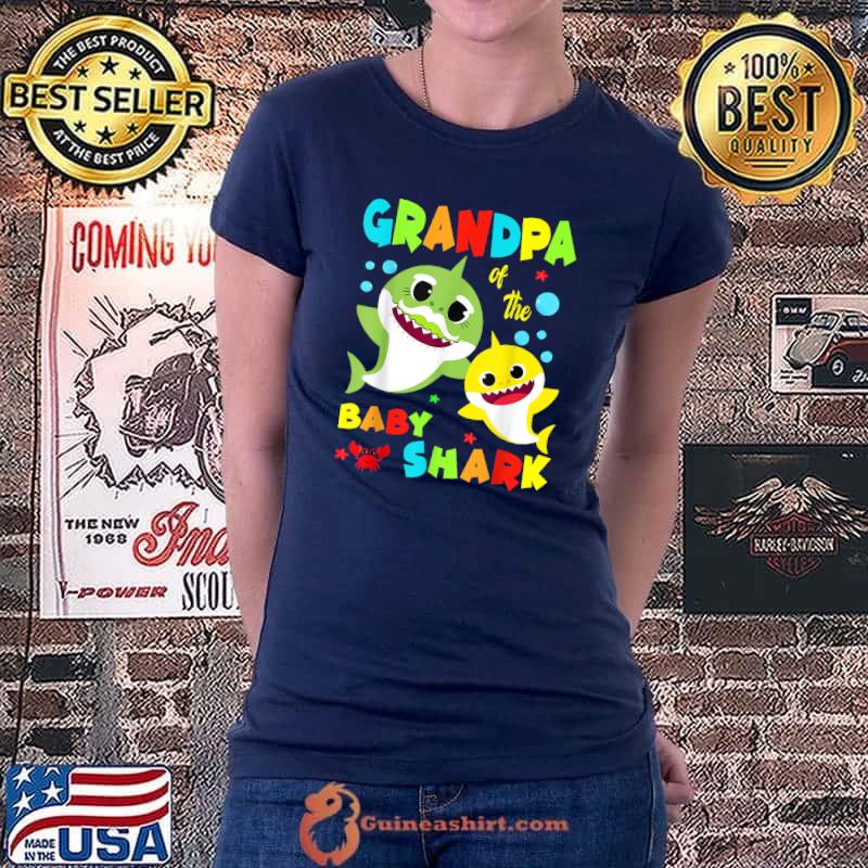 Nice Grandpa Of The Baby Shark Birthday Grandpa Shark T-Shirt Ladiestee