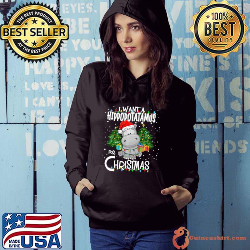 Nice I Want A Hippopotamus Light Santa Hat For Christmas Pajama T-shirt