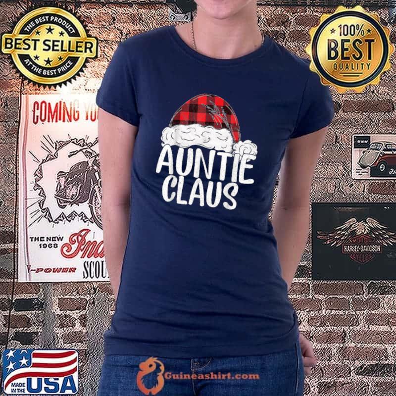 Nice Red Plaid Auntie Claus Santa Xmas Family Matching Christmas T Shirt