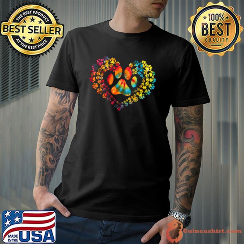 Nice Tie Dye Love Dog Print Heart Animal Lover T Shirt