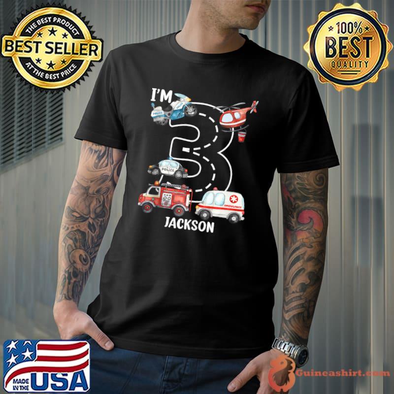 Official 3rd Birthday Fire Truck Ambulance Police Car 3 Year Old T-shirt