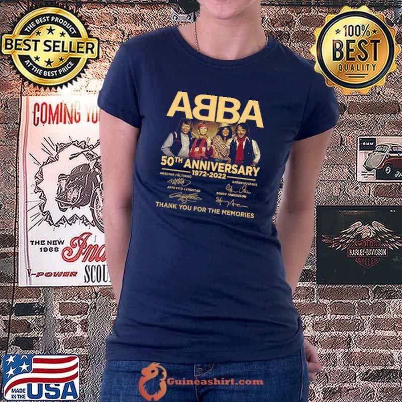 Official Abba 50th anniversary 1972 2022 thank you for the memories shirt