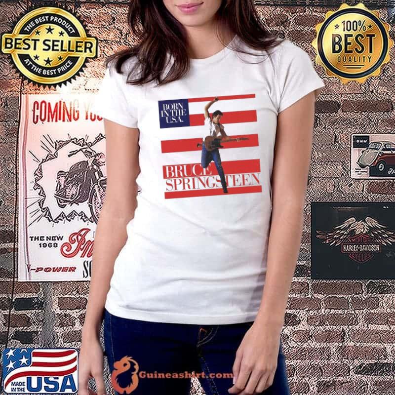 Official Bruce Springsteen Born In The USA Flag Shirt Ladiestee