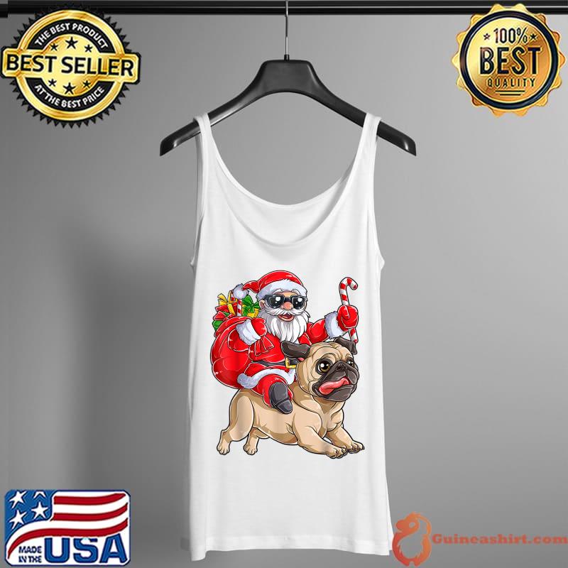 Official Christmas Santa Claus Riding Pug Xmas Boys Men Pugmas Dog T-Shirt Tank Top