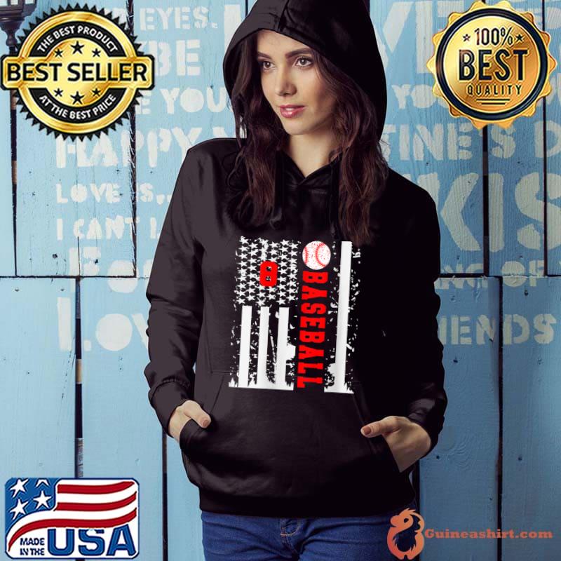 Official Eight 8 Baseball Jersey Tee Number USA Flag T-shirt