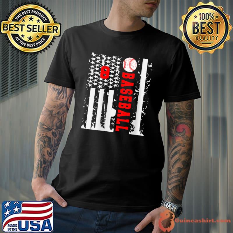 Official Eight 8 Baseball Jersey Tee Number USA Flag T- Unisex