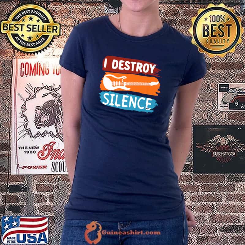 Official Electronic Rock Guitar Vintage, I Destroy Silence Premium T-Shirt Ladiestee