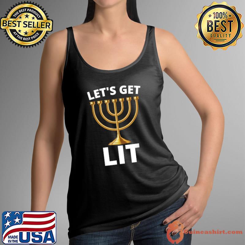 Official Hanukkah Lets Get Lit Vintage Funny Jewish Holiday T-Shirt Tank Top