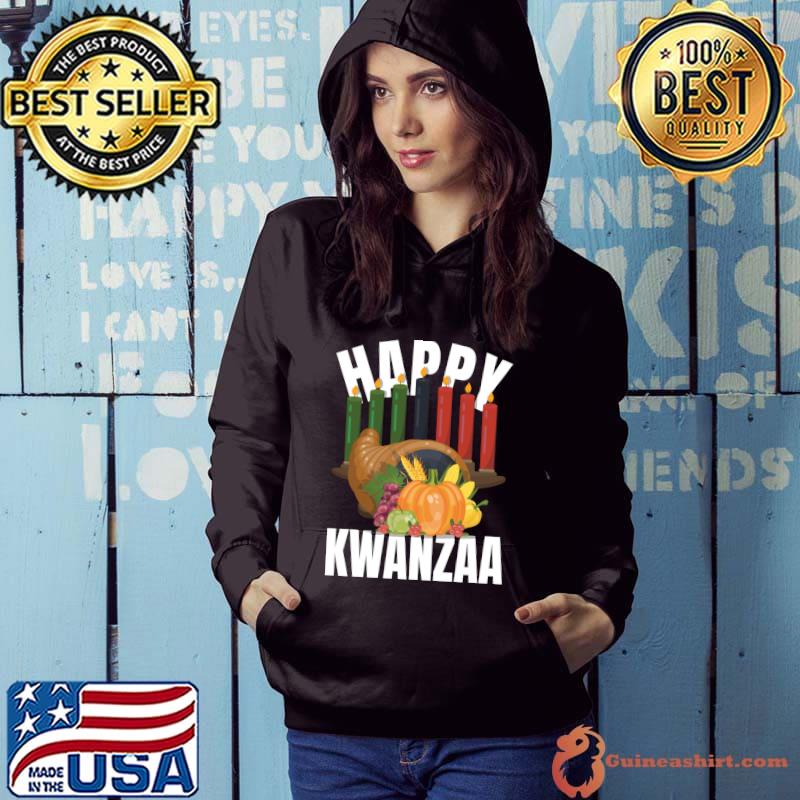 Official Happy Kwanzaa African American Holiday Candles First Fruits T-shirt