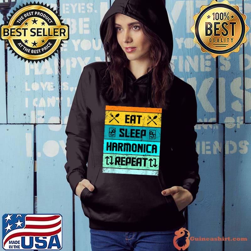 Official Harmonica eat sleep repeat Players T- Hoodie