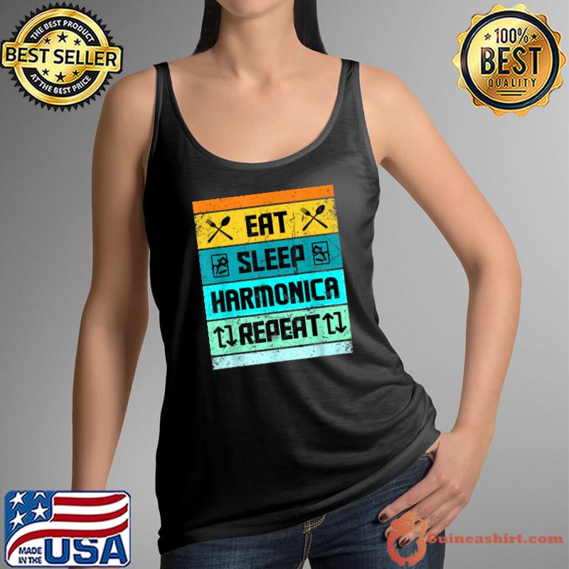 Official Harmonica eat sleep repeat Players T- Tank Top