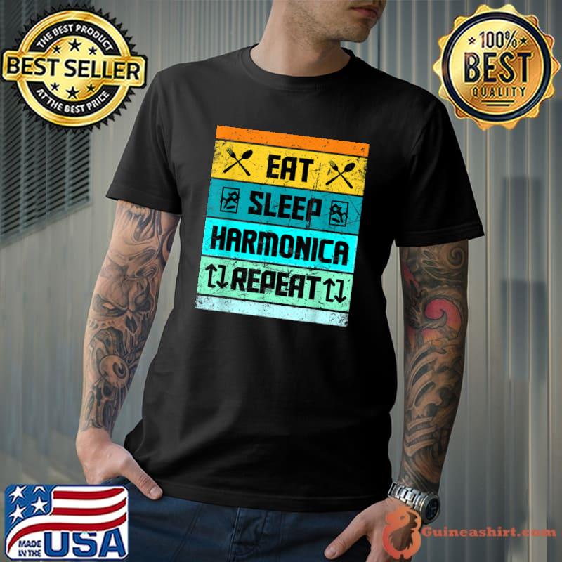Official Harmonica eat sleep repeat Players T-shirt