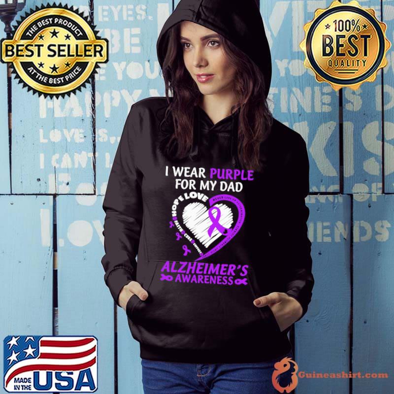 Official Heart I Wear Purple For My Dad Alzheimers Awareness Shirt