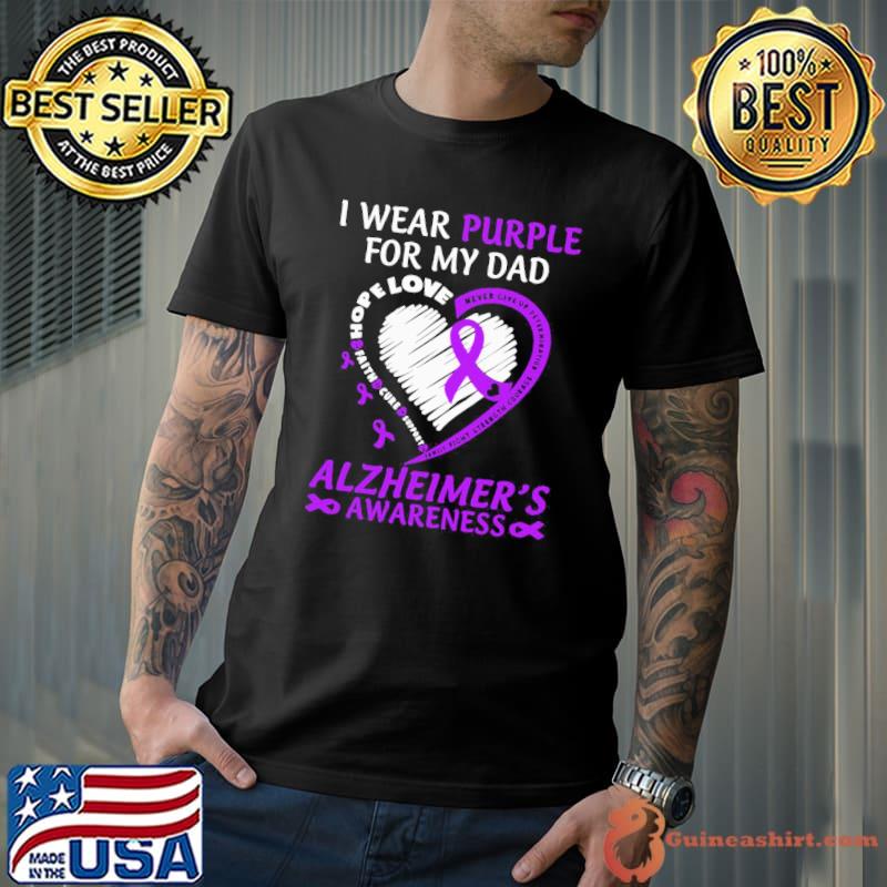 Official Heart I Wear Purple For My Dad Alzheimers Awareness Shirt Unisex