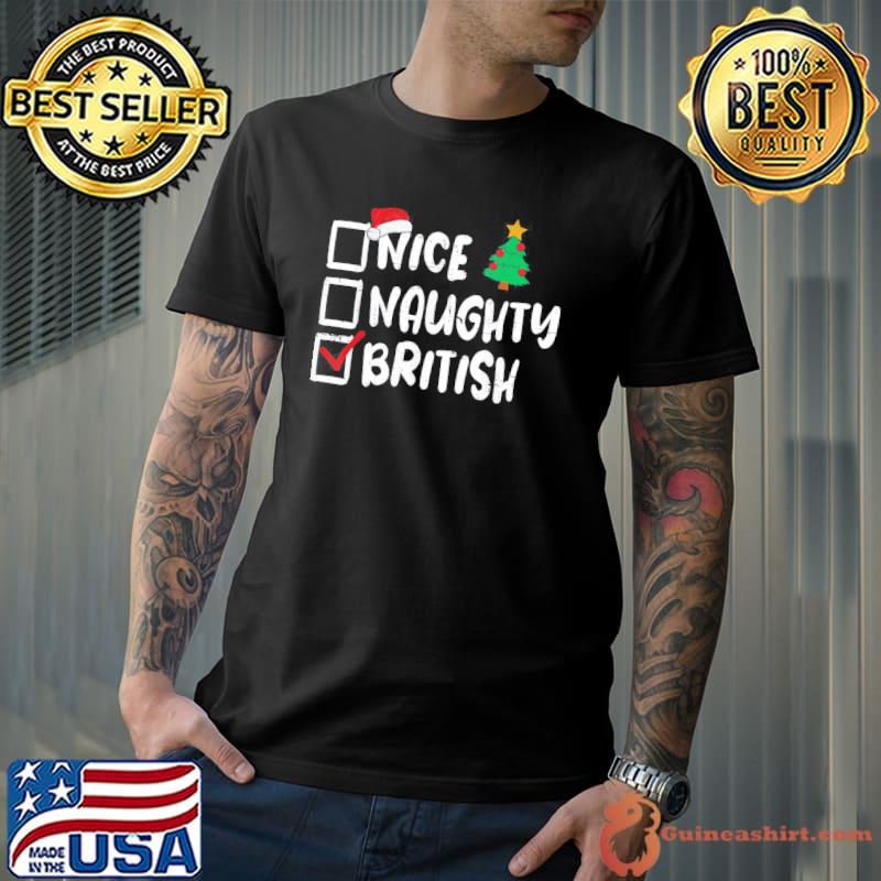 Official Nice Naughty British Christmas List Santa Xmas T-Shirt Unisex
