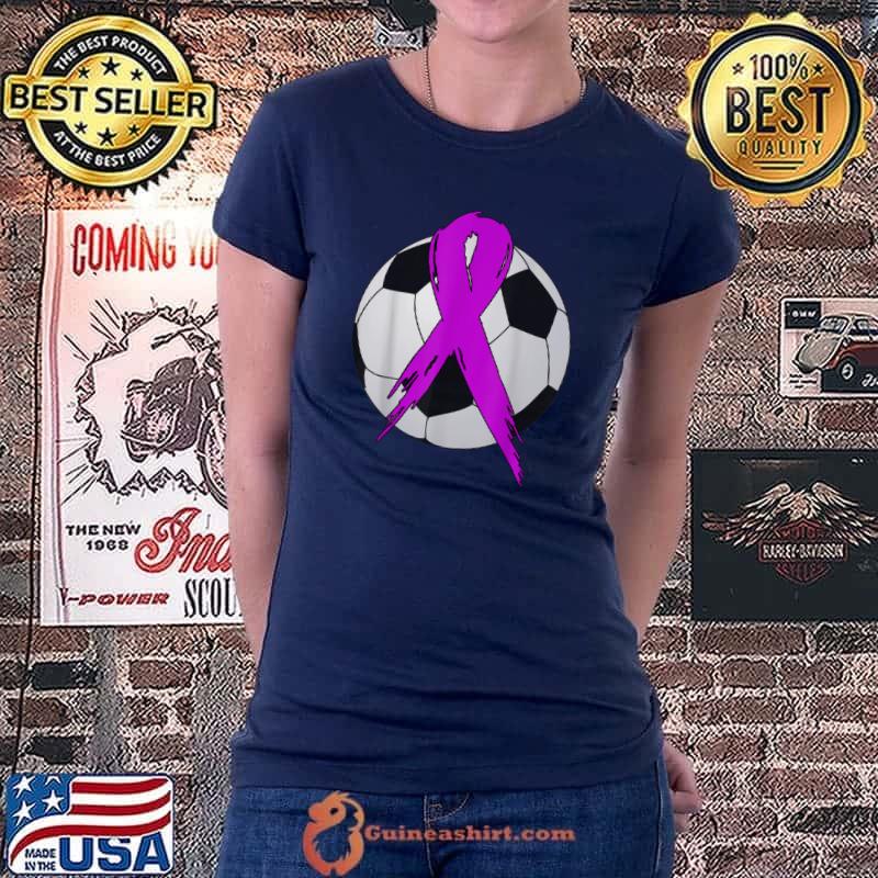 Official Soccer Pancreatic Cancer Purple Ribbon Soccer T Shirt