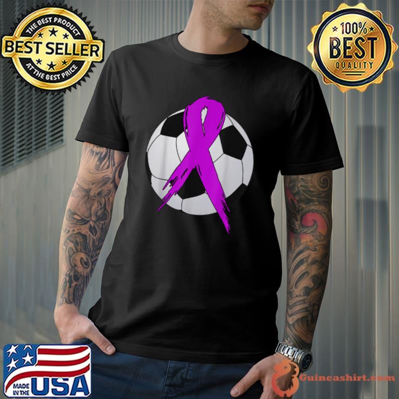 Official Soccer Pancreatic Cancer Purple Ribbon Soccer T Shirt Unisex