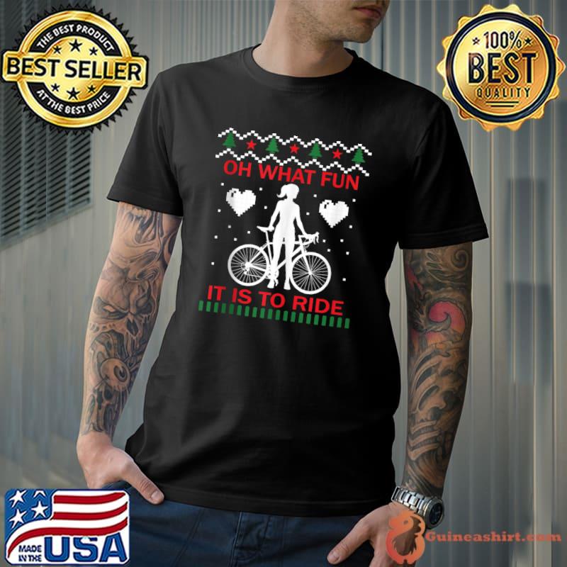 Oh What Fun It Is To Ride Bicycle Christmas Cycling Xmas T-shirt