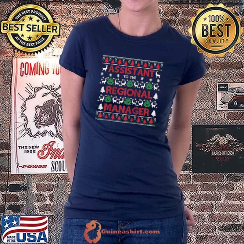 Original Assistant to the Regional Manager Ugly Christmas Sweater T-Shirt Ladiestee