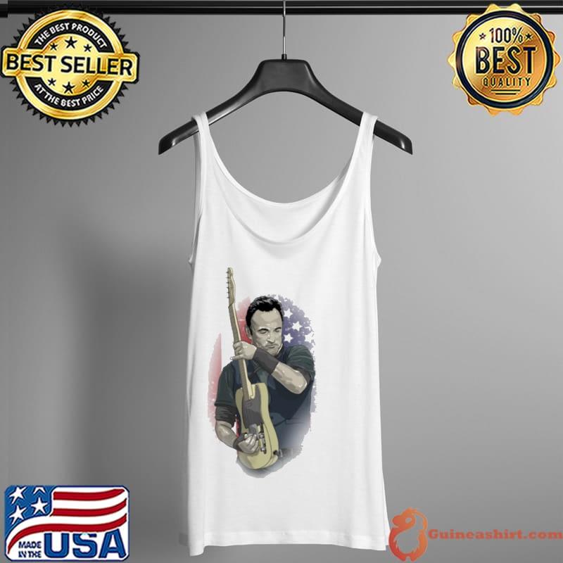Original Bruce Springsteen Guitar America Flag Shirt Tank Top