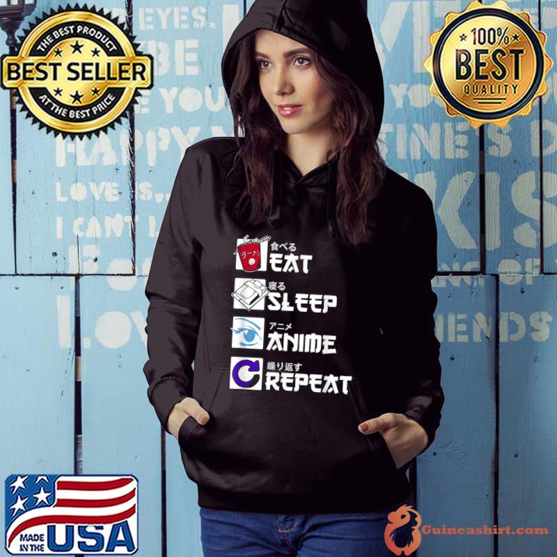 Original Eat Sleep Anime Repeat Shirt, Anime Manga Shirts Gifts T-Shirt Hoodie