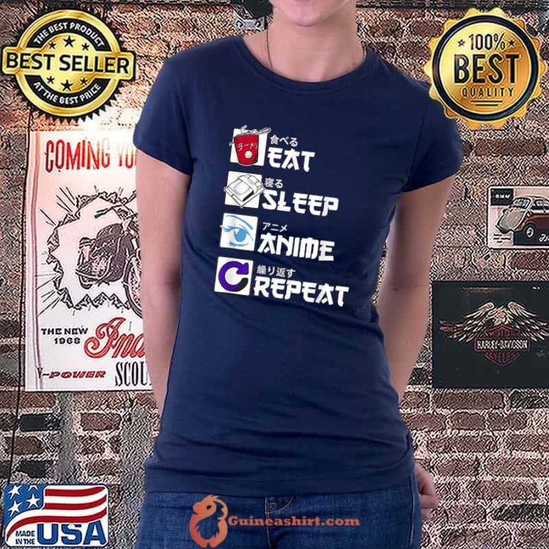 Original Eat Sleep Anime Repeat Shirt, Anime Manga Shirts Gifts T-Shirt Ladiestee