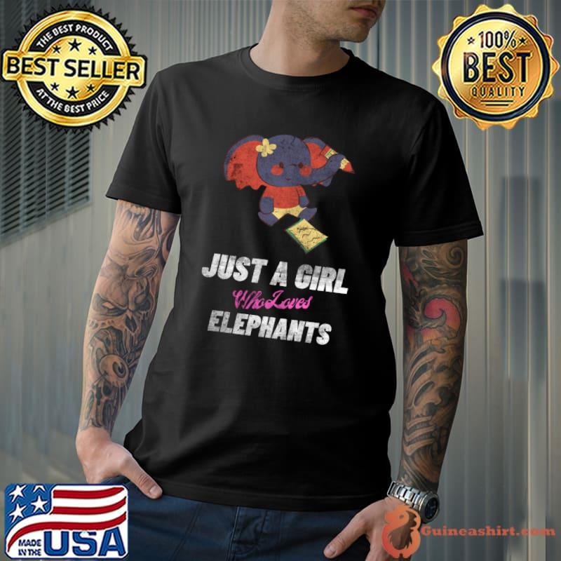 Original Just A Girl Who Loves Elephants Kawaii Safari Animals T-Shirt