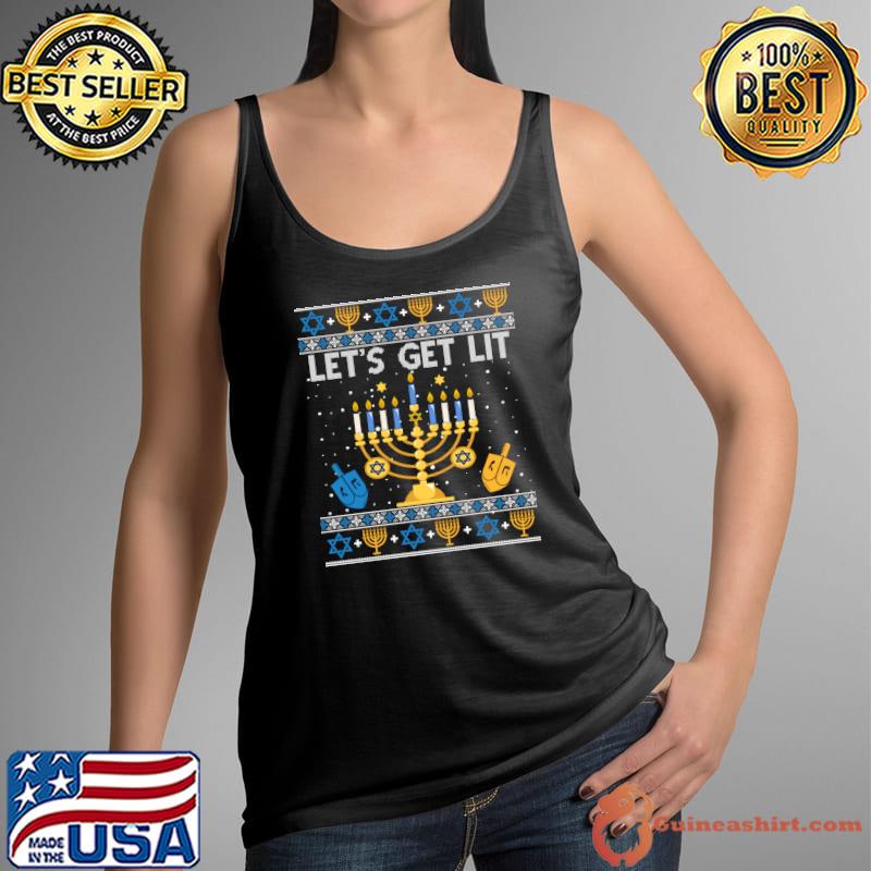 Original Let's Get Lit Hanukkah Jew Menorah Jewish Chanukkah Xmas T- Tank Top