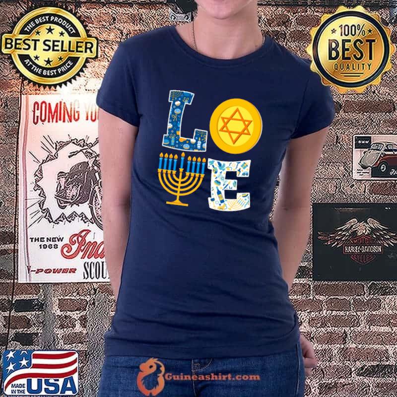Original Love Hanukkah Shirt Chanukah Menorah Pajama Matching Family T- Ladiestee