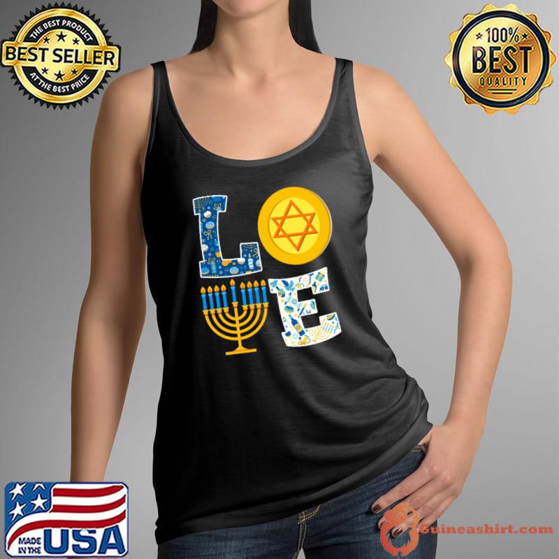 Original Love Hanukkah Shirt Chanukah Menorah Pajama Matching Family T- Tank Top