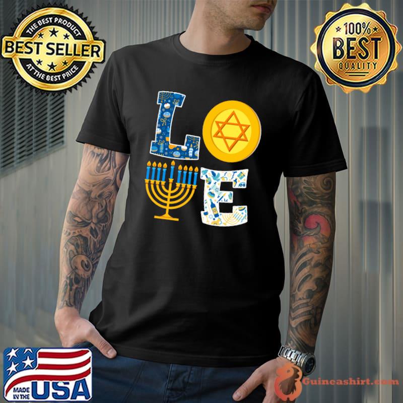 Original Love Hanukkah Shirt Chanukah Menorah Pajama Matching Family T- Unisex